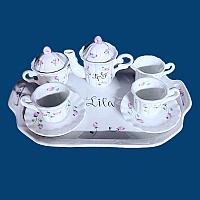 Personalized Hand Painted Porcelain Child's Tea Set