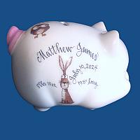 **NEW DESIGN**Personalized Piggy Bank with Whimsical Critter Design